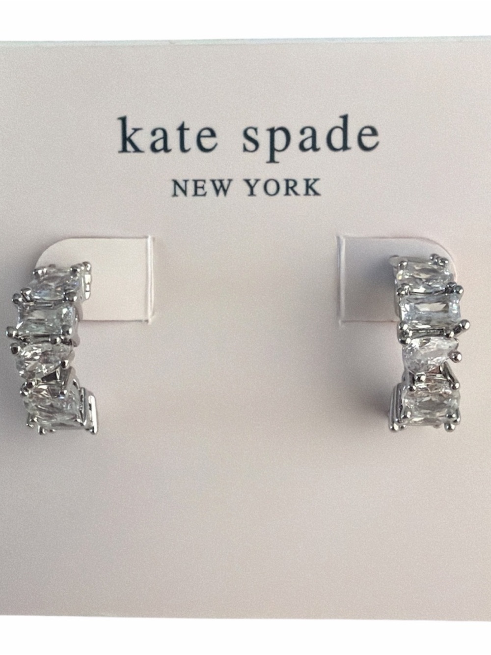 kate spade Silver Crystal Pavé Half-Hoop Earrings
